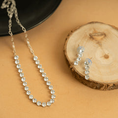 White American Diamond Unique Necklace Set With Earrings
