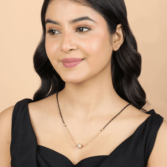 Traditional gold polished short mangalsutra