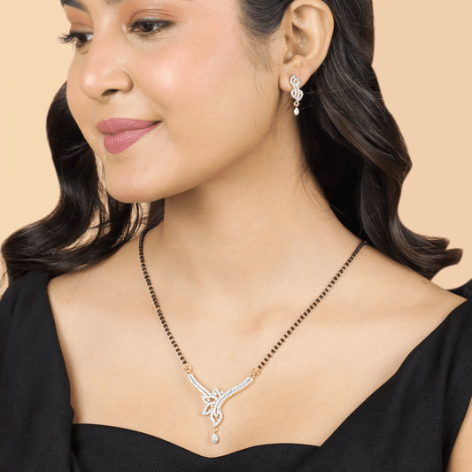 Office Wear Fancy Beautiful Diamond Drop Pendant Mangalsutra