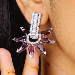 Velvet Shine Purple Stone Earring - Rukhmani