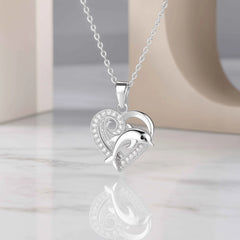 Heart & Dolphin Design Pendant in 925 Sterling Silver