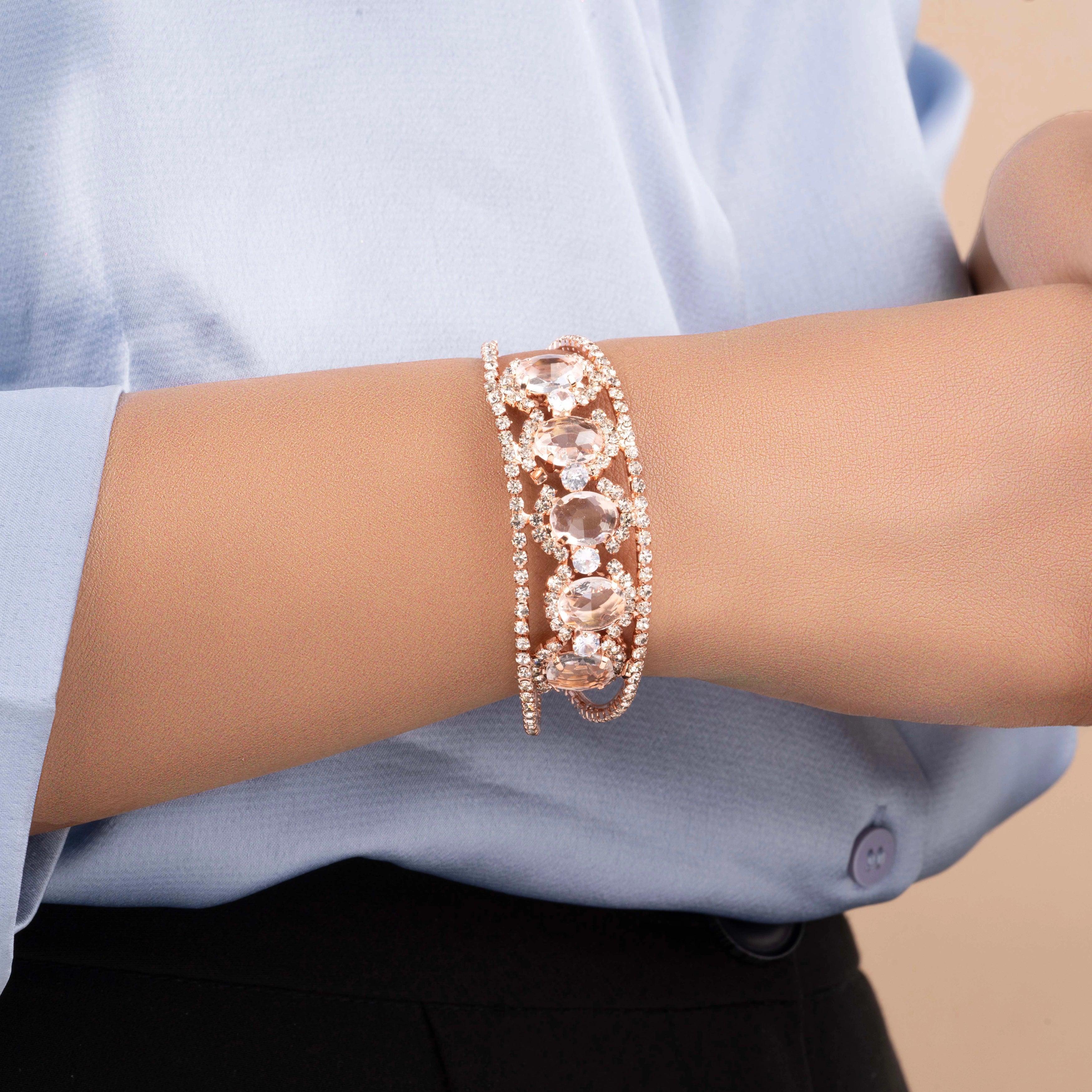 Fancy Rose Gold Wedding Diamond Bracelets - Rukhmani