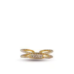 Fancy Double Helix Light Weighted Pearl Gold Plated Ring