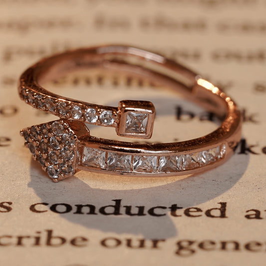 Rose Gold Plated Latest Design Arrow Shape Diamond Ring