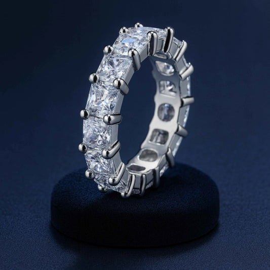 925 Sterling Silver Princess-Cut Full Eternity Band Ring