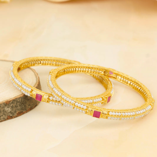Gold Plated Maharashtrian Moti Fancy Design Bangles