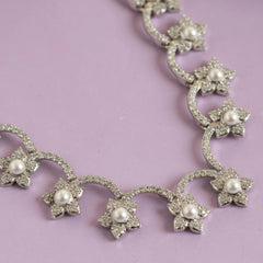 Set of white pearl unique pendant and earring - Rukhmani