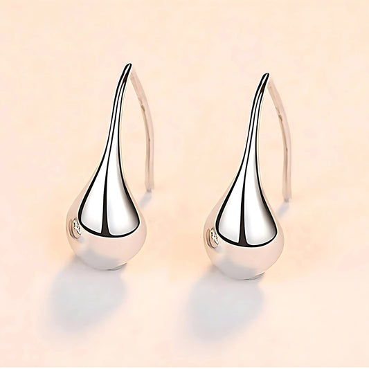 925 Sterling Silver Waterdrop Hook Earrings (Stone-Free Design)