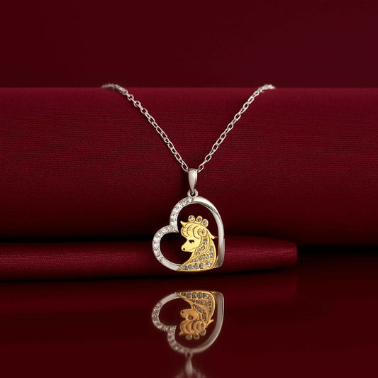Crowned Girl Heart Pendant in 925 Sterling Silver