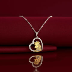 Crowned Girl Heart Pendant in 925 Sterling Silver
