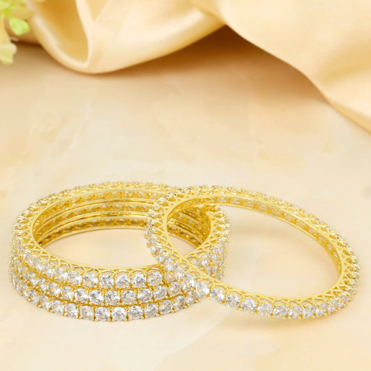 Gold Plated American Diamond Round Bangles