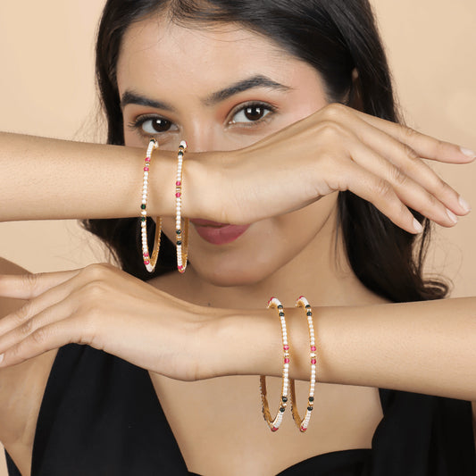 Designer Heera Moti Maharashtrian Gold Plated Bangles