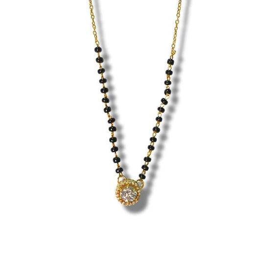 925 Sterling Silver Solitaire Mangalsutra with Black Beads