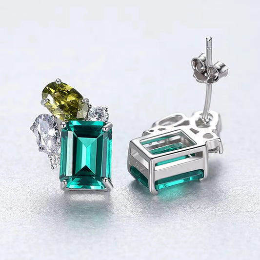 Custom 925 Sterling Silver Stud Earrings for Women Classic Design with Emerald Pearl Diamond Zircon Gemstones
