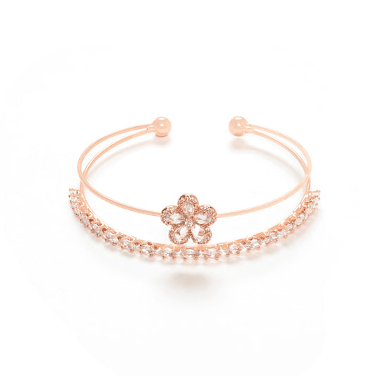Adjustable unique rose gold Flower and diamond Bracelet
