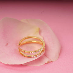 Fancy Double Helix Light Weighted Pearl Gold Plated Ring