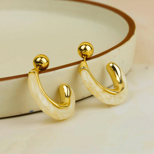 Fancy Design Gold Plated Modern Hoops Earrings - Rukhmani