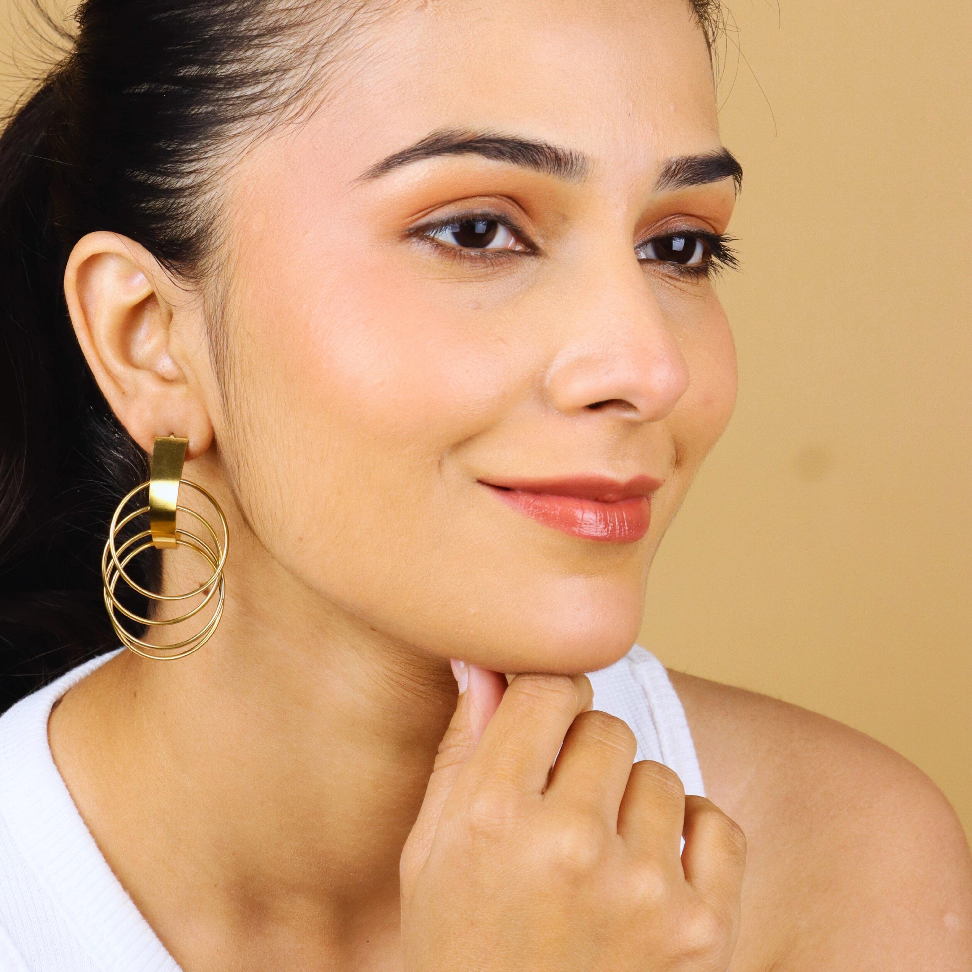 Moonlit Hoops Gold Plated Corean Style Earrings - Rukhmani