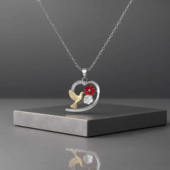 Heart Pendant with Bird and Flower Motif in 925 Sterling Silver