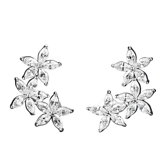 925 Sterling Silver Marquise Cut Zircon Stud Earrings