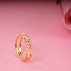 Fancy Double Helix Light Weighted Pearl Gold Plated Ring