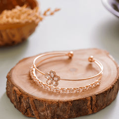 Adjustable unique rose gold Flower and diamond Bracelet