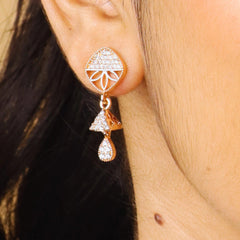 Majestic Frame Rose Gold Plated Diamond Earrings - Rukhmani