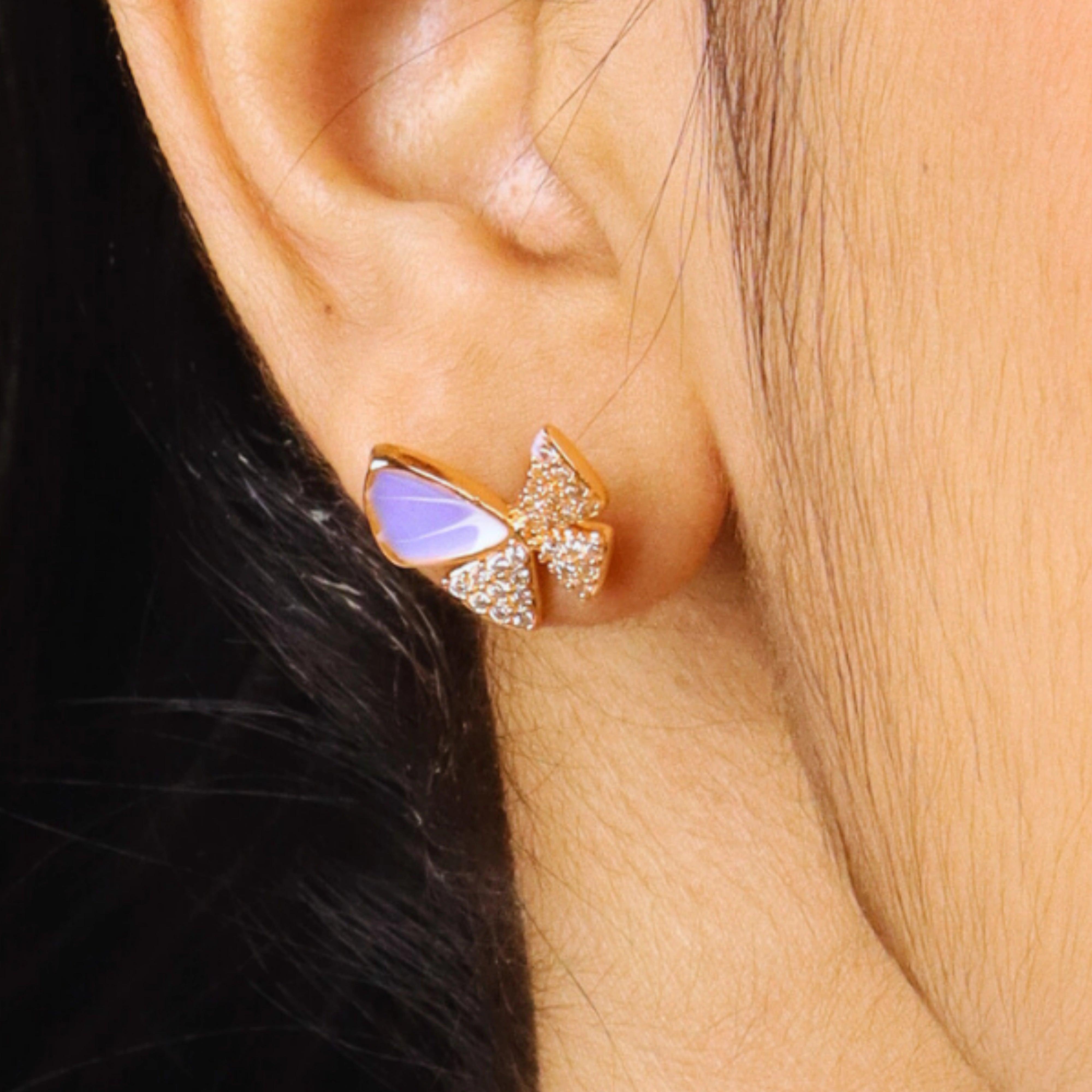 Lilac Butterfly Diamond Studs - Rukhmani