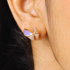 Lilac Butterfly Diamond Studs - Rukhmani