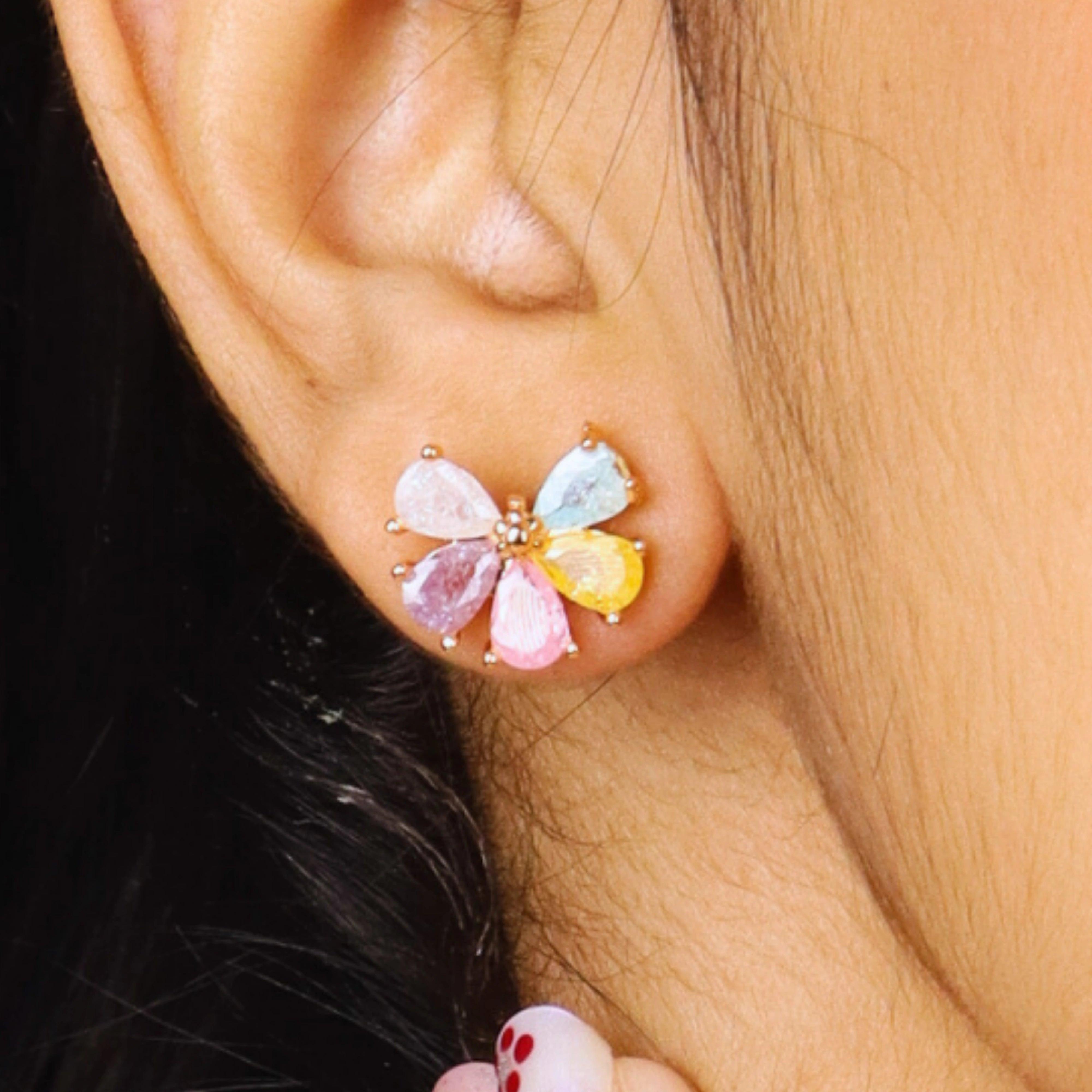 Rainbow Bloom Flower Shape Studs - Rukhmani