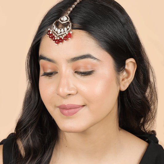 Excellent Traditional Red Kundan Mangtika