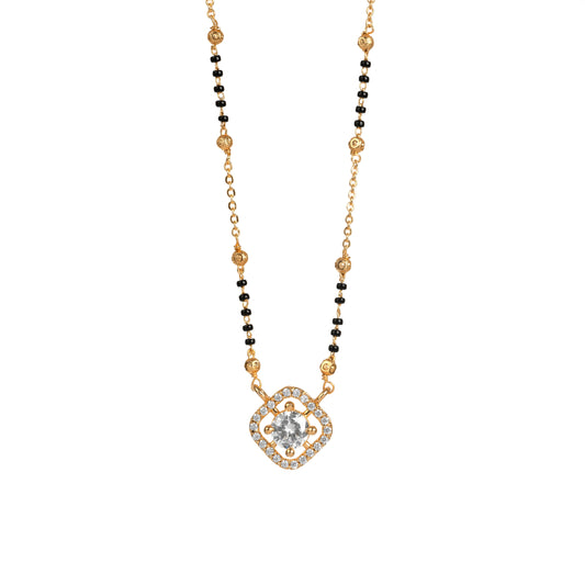 Square Diamond gold polished short mangalsutra