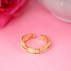 Fancy Double Helix Light Weighted Pearl Gold Plated Ring