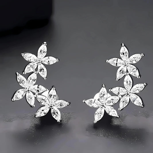 925 Sterling Silver Marquise Cut Zircon Stud Earrings