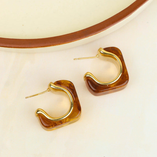 Gold Plated Design Fire Opal Hoop Earrings - Rukhmani