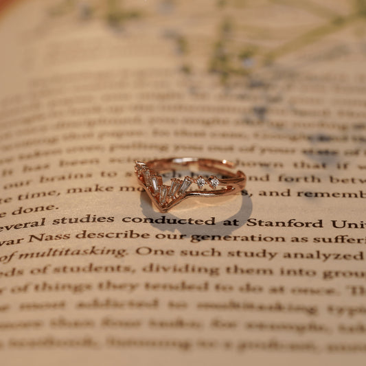 Rose Gold Plated Burst Cluster Fancy Diamond Ring
