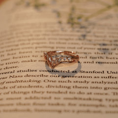 Rose Gold Plated Burst Cluster Fancy Diamond Ring