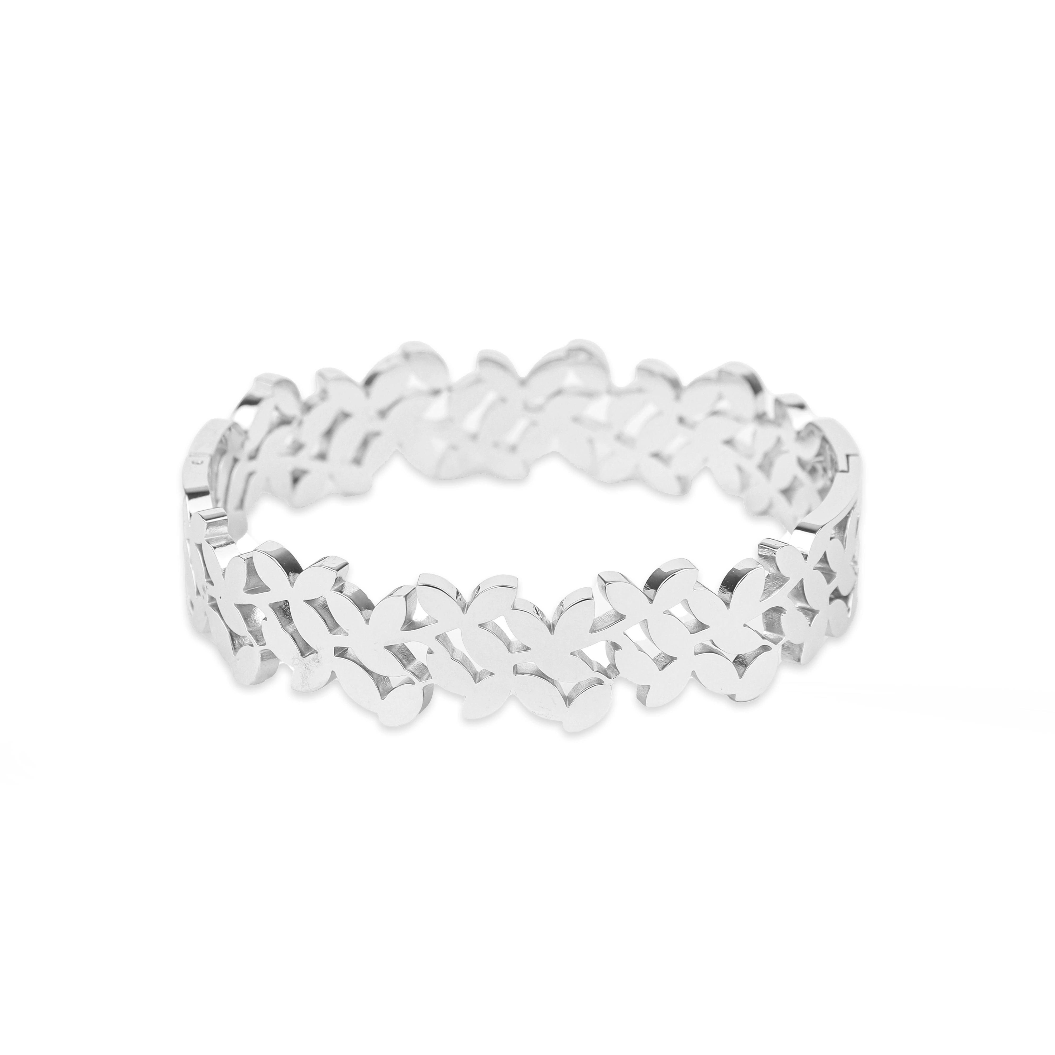 Anti Turnished Silver Plated Leaf Korean Kada - Rukhmani