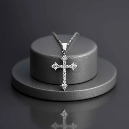 Classic CZ Cross Pendant in 925 Sterling Silver