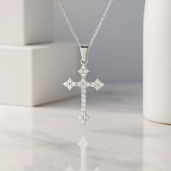 Classic CZ Cross Pendant in 925 Sterling Silver
