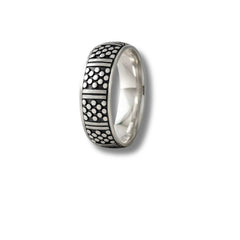 925 Sterling Silver Rhodium Plated Geometric Dotted Band Ring for Men