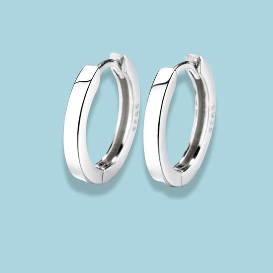 925 Sterling Silver Classic Hoop Earrings|Rhodium Plated