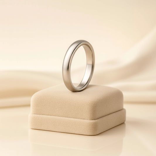 925 Sterling Silver Men’s Plain Band Ring | Rhodium Plated Classic Wedding Style