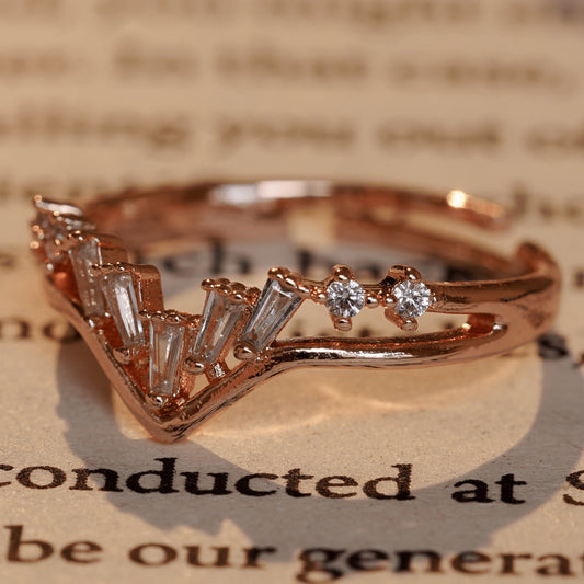 Rose Gold Plated Burst Cluster Fancy Diamond Ring