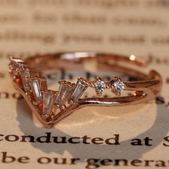 Rose Gold Plated Burst Cluster Fancy Diamond Ring