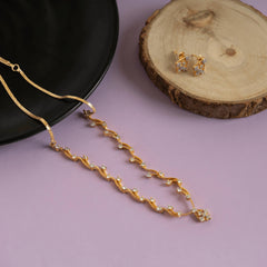 Set of gold plated unique diamond necklace and earring - Rukhmani