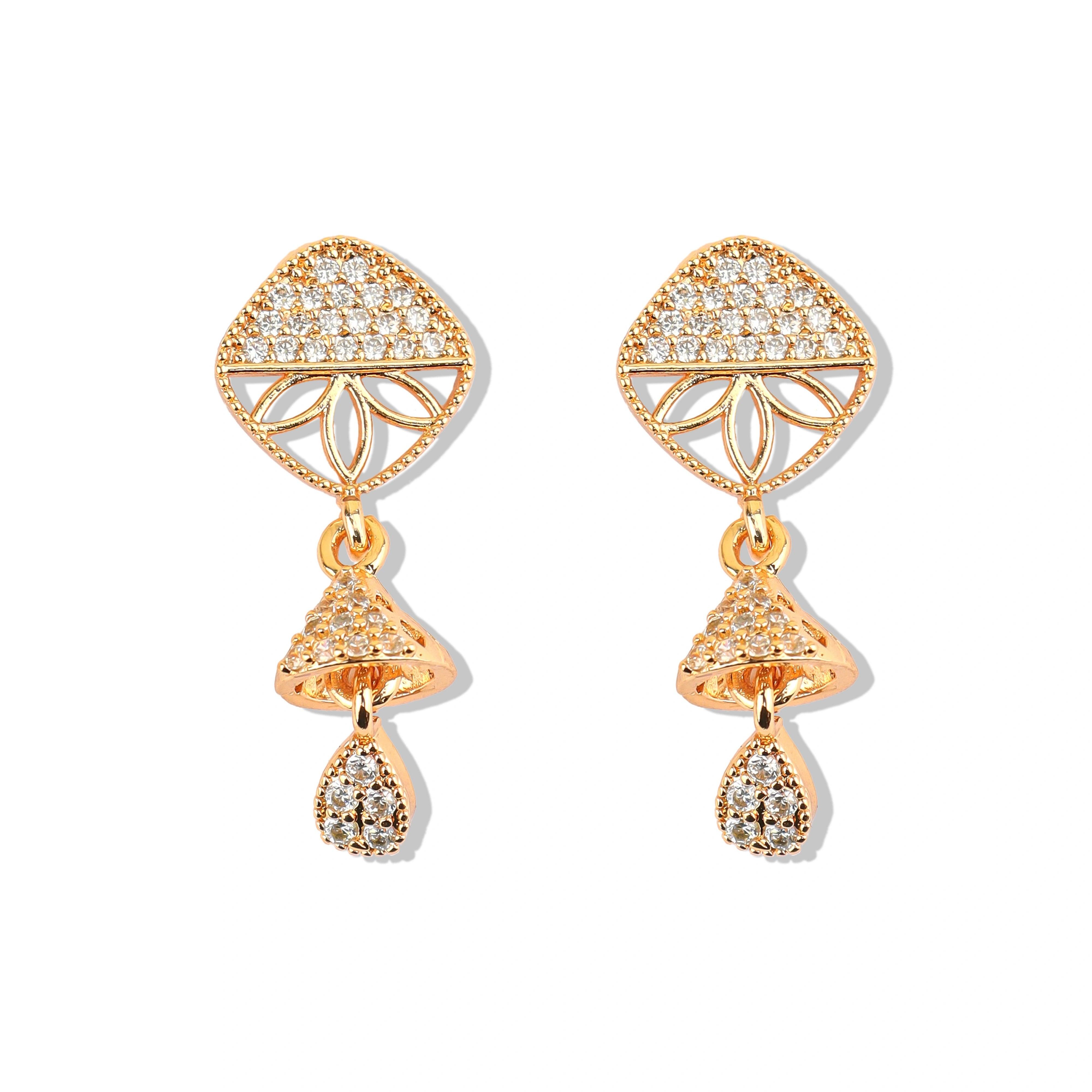 Majestic Frame Rose Gold Plated Diamond Earrings - Rukhmani