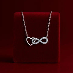 925 Sterling Silver Rhodium Plated Heart Infinity Necklace with Cubic Zirconia