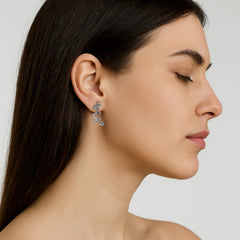 925 Sterling Silver Oxidized Leaf Design Ear Cuffs