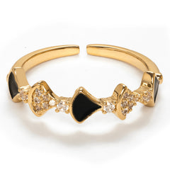 Latest Black Design White Diamond Gold Plated Rings